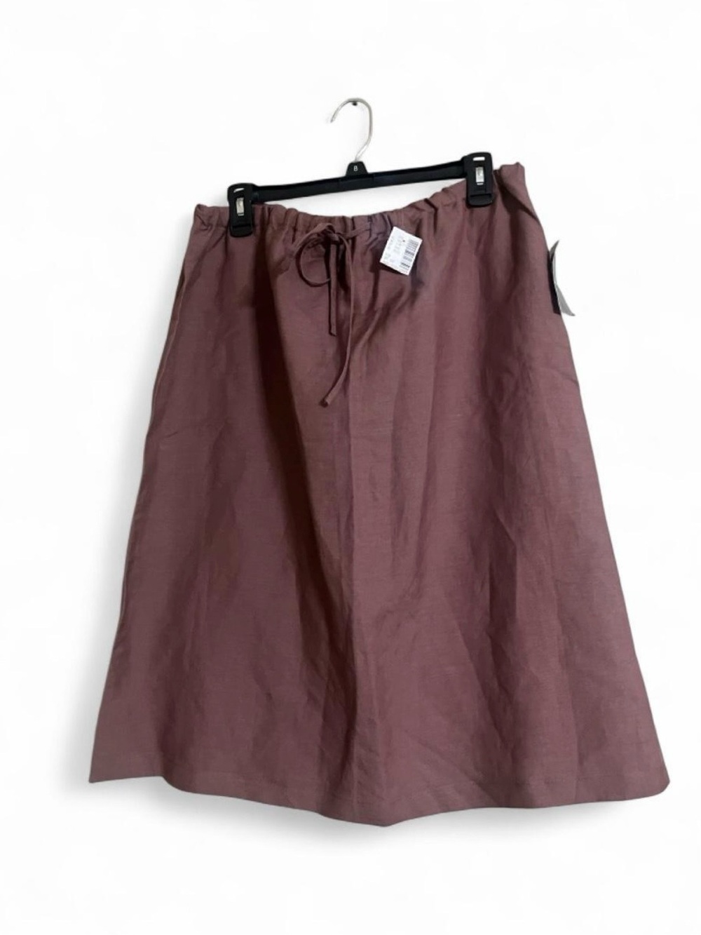 Caren Sport Skirt Sz 1XL Drawstring A-Line Midi Linen Blend Mauve/Rose Gold